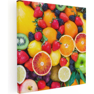 Artaza Canvas Schilderij Fruit - 90x90 cm - Wanddecoratie Keuken - Muurdecoratie Citroen - Schilderijen Op Canvas Woonkamer
