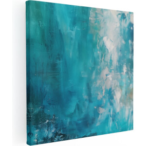Artaza Canvas Schilderij Abstract van Blauw en Wit - 50x50 cm - Wanddecoratie Woonkamer - Schilderijen - Muurdecoratie