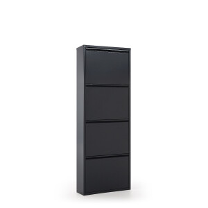 Kave Home Schoenenkast 'Ode' 4-deurs, kleur Zwart