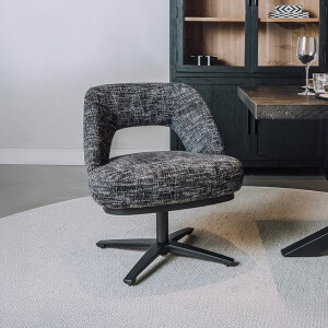 Tower Living Draaibare Eetkamerstoel 'Caldes' Lounge, kleur Blauw/Grijs