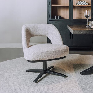 Tower Living Draaibare Eetkamerstoel 'Caldes' Lounge, kleur Off White