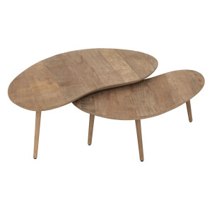 DTP Home Organische Salontafel 'Apollo' Teakhout, Set van 2 stuks