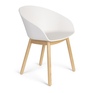 Zuiver Eetkamerstoel 'Void' Eiken en gerecycled PP, kleur Wit