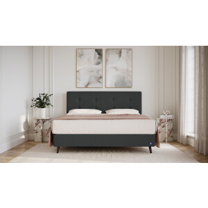 BRUNO Surpreme boxspring 140x200cm in zwart / antraciet grijs | Keuze uit: 6 kleuren & 4 hoofdborden | Luxe 27 cm Pulse-Latex-matras | Made in Germany