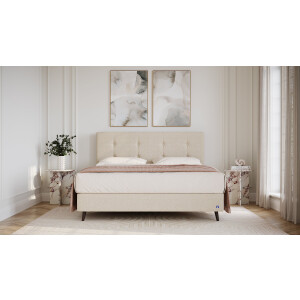 BRUNO Surpreme boxspring 140x200cm in ecru crème beige | Keuze uit: 6 kleuren & 4 hoofdborden | Luxe 27 cm Pulse-Latex-matras | Made in Germany