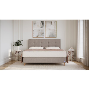 BRUNO Surpreme boxspring 140x200cm in taupe grijs-beige | Keuze uit: 6 kleuren & 4 hoofdborden | Luxe 27 cm Pulse-Latex-matras | Made in Germany