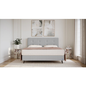 BRUNO Surpreme boxspring 140x200cm in licht grijs | Keuze uit: 6 kleuren & 4 hoofdborden | Luxe 27 cm Pulse-Latex-matras | Made in Germany
