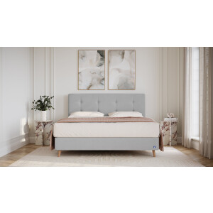 BRUNO Surpreme boxspring 140x200cm in licht grijs | Keuze uit: 6 kleuren & 4 hoofdborden | Luxe 27 cm Pulse-Latex-matras | Made in Germany