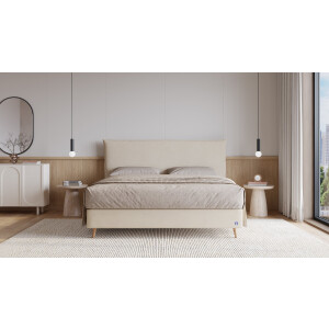 BRUNO Surpreme boxspring 140x200cm in beige | Keuze uit: 6 kleuren & 4 hoofdborden | Luxe 27 cm Pulse-Latex-matras | Made in Germany