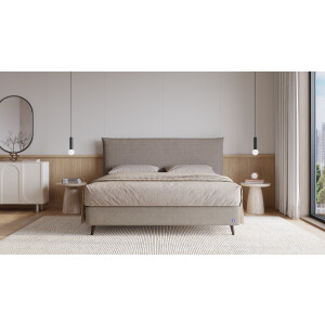 BRUNO Surpreme boxspring 140x200cm in taupe grijs-beige | Keuze uit: 6 kleuren & 4 hoofdborden | Luxe 27 cm Pulse-Latex-matras | Made in Germany