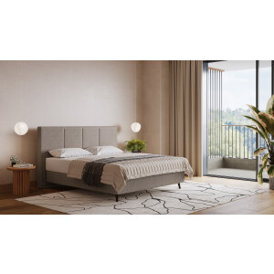 BRUNO Surpreme boxspring 140x200cm in taupe grijs-beige | Keuze uit: 6 kleuren & 4 hoofdborden | Luxe 27 cm Pulse-Latex-matras | Made in Germany