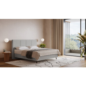 BRUNO Surpreme boxspring 160x200cm in lichtgrijs | Keuze uit: 6 kleuren & 4 hoofdborden | Luxe 27 cm Pulse-Latex-matras | Made in Germany