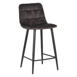 LABEL51 Barkruk 'Jelt' Velvet, kleur Antraciet (zithoogte 65cm)