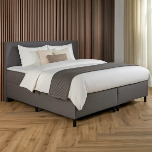 2-Persoons Boxspring Met Opbergruimte - Billy - Antraciet & Grijs 140x200 Cm - Pocketvering - Inclusief Topper - Dekbed-Discounter.nl