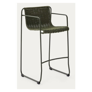 Kave Home Outdoor Barkruk 'Maurina' Touw en staal, kleur Groen (zithoogte 75cm)