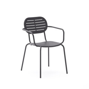 Kave Home Tuinstoel 'Brai' Met armleuning, Staal, kleur Donkergrijs