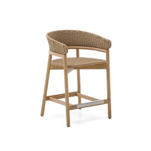 Kave Home Outdoor Barkruk 'Arinella' Acaciahout en geweven touw (zithoogte 65cm)