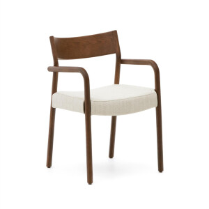 Kave Home Eetkamerstoel 'Falconera' Eikenhout en chenille, kleur Walnoot