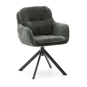 Kave Home Draaibare Eetkamerstoel 'Lexa' Chenille, kleur Donkergroen