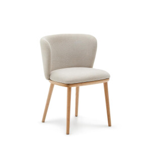 Kave Home Eetkamerstoel 'Ciselia' Chenille, kleur Beige