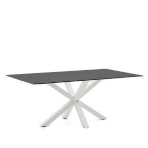 Kave Home Eettafel 'Argo' Glas, 200 x 100cm, kleur Zwart