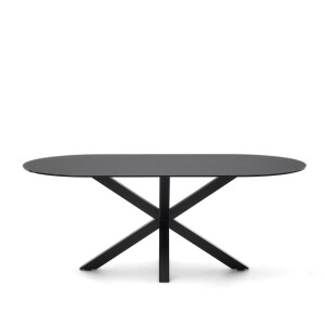 Kave Home Ovale Eettafel 'Argo' Glas, 200 x 100cm, kleur Zwart