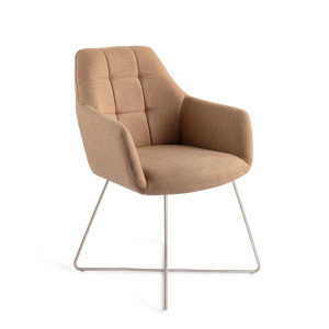 Jesper Home Eetkamerstoel 'Noto' Cross Steel, kleur Toasted Toffee