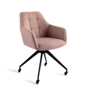 Jesper Home Draaibare Eetkamerstoel 'Noto' Caster Black, kleur Vintage Rose