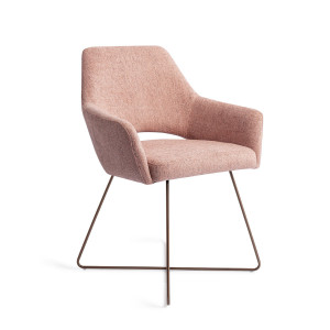 Jesper Home Eetkamerstoel 'Yanai' Cross Rose Gold, kleur Pink Punch