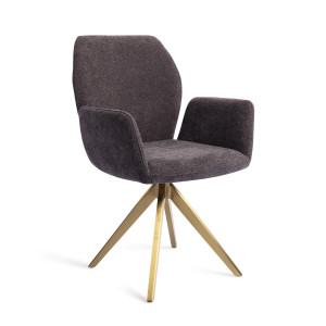 Jesper Home Eetkamerstoel 'Misaki' Turn Gold, kleur Almost Black