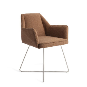 Jesper Home Eetkamerstoel 'Tome' Cross Steel, kleur Cinnamon Bun