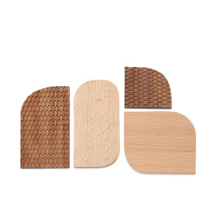 Kave Home Wandpaneel 'Trivax' Set van 4 stuks, Acaciahout