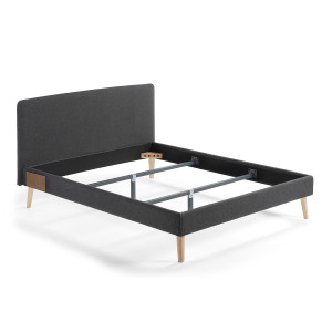 Kave Home Bed 'Dyla' 150 x 190cm, kleur Antraciet