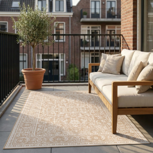 Dubbelzijdig Buitenkleed Kona - Beige Wit 250x80cm - Polypropyleen - Dekbed-Discounter.nl