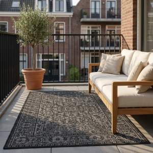 Dubbelzijdig Buitenkleed Kona - Zwart Wit 250x80cm - Polypropyleen - Dekbed-Discounter.nl