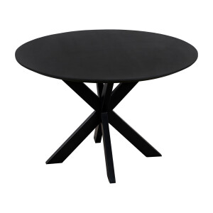 QUVIO Eettafel Sofia - Rond - Ø120 - Stalen kruispoot - FSC®-gecertificeerd mangohout - Zwart