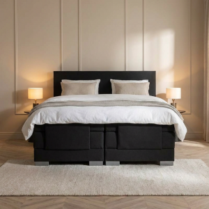Elektrisch Verstelbare 1-Persoons Elektrische Boxspring Julia - Zwart - Zwart 90x200 Cm - Pocketvering - Inclusief Topper - Dekbed-Discounter.nl