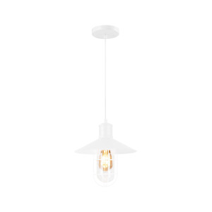 QUVIO Hanglamp industrieel - Glas met metaaldraad - Diameter 27 cm - Wit