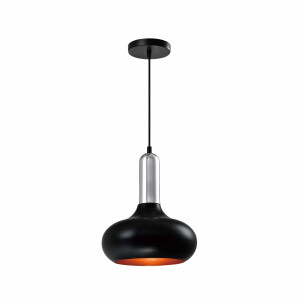 QUVIO Hanglamp retro - Bolvorm - Zilveren bovenkant - D 25 cm - Zwart