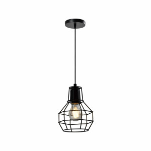 QUVIO Hanglamp industrieel - Draadlamp bol - D 15 cm - Zwart