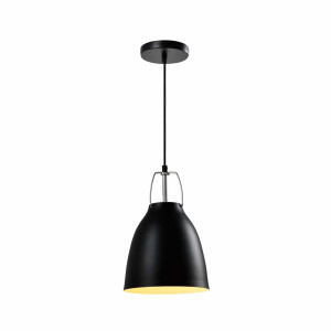 QUVIO Hanglamp industrieel - Ronde kegel - D 20 cm - Zwart