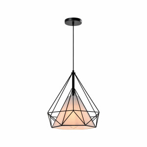 QUVIO Hanglamp modern - Draadlamp kegel - D 38 cm - Zwart
