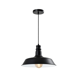 QUVIO Hanglamp retro - Vintage cafe lamp - D 36 cm - Zwart