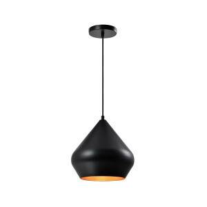QUVIO Hanglamp modern - Koepellamp - D 25 cm - Zwart