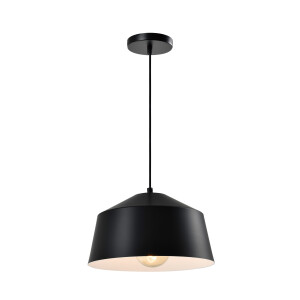 QUVIO Hanglamp modern - Brede koepellamp - D 27 cm - Zwart