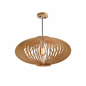 QUVIO Hanglamp Scandinavisch - Ronde kap van hout - Kap: 58 x 30 cm