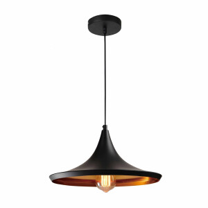 QUVIO Hanglamp modern - Puntvormig met koperen binnenkant - Diameter 36 cm