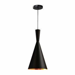 QUVIO Hanglamp modern - Kegel met koperen binnenkant - Diameter 18,5 cm