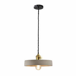 QUVIO Hanglamp landelijk - Platte vorm van beton - Diameter 21 cm