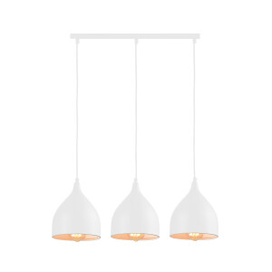 QUVIO Hanglamp modern - 3 lichtpunten met stalen kappen - 17 x 60 x 19 cm - Wit